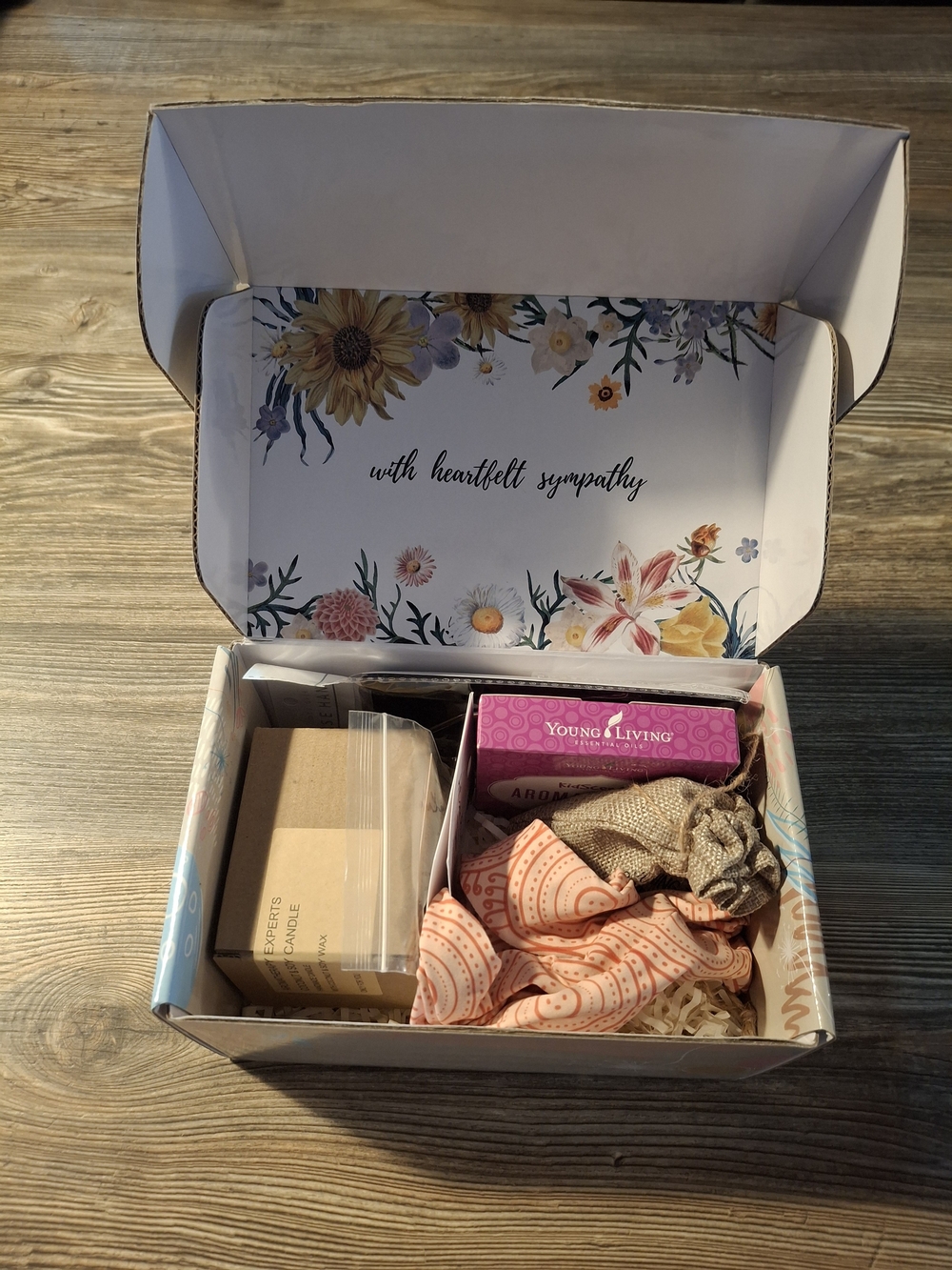 Young Living Sympathy Gift Box in Pink and Tan